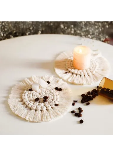 16cm Coaster for Drinks Handmade Macrame Coaster Woven Coasters Thick Table Pad for Mug &amp; Cup, Table Decor, Table Mat GT047