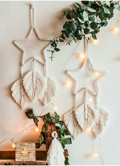 Wall Hanging Wall Decor Dream Catchers Macrame Kit Dreamcatcher for Bedroom Living Room Wall Hanging Tapestry Decorations (W20 x H50)cm