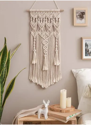 Macrame Woven Wall Hanging Boho Home Chic Bohemian Geometric Art Decor Beautiful Apartment Dorm Room Decoration GT141