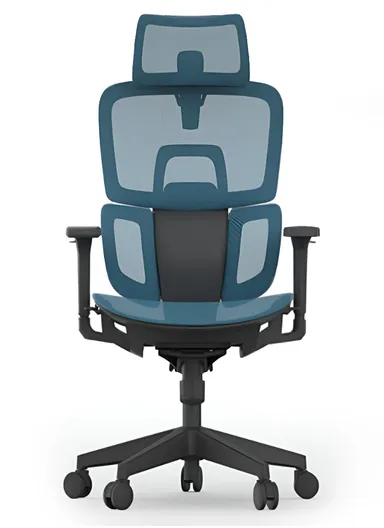 Multi-Functional Mechanism Office Chair, Desk Chair with Waist Pillow, Adjustable Height, 3D Headrest, 2D Backrest, 3D Armrest &amp; Position Locking (W71 x D69 x H118-108)cm - Blue