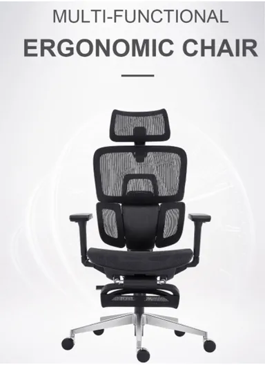 Multi-Functional Mechanism Office Chair, Desk Chair with Waist Pillow, Adjustable Height, 3D Headrest, 2D Backrest, 3D Armrest &amp; Position Locking (W71 x D69 x H118-108)cm - Blue