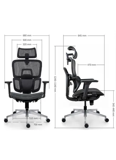 Multi-Functional Mechanism Office Chair, Desk Chair with Waist Pillow, Adjustable Height, 3D Headrest, 2D Backrest, 3D Armrest &amp; Position Locking (W71 x D69 x H118-108)cm - Blue