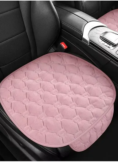 Non-Slip Front Pocket Car Seat Cushion, Fluffy Chair Mat, Beaded Design Comfort Enhanced Storage Seat Mat (L59 x W50)cm (L59 x W50)cm - Pink