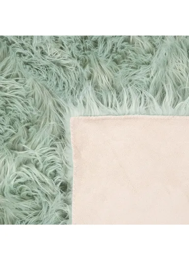 180x100cm Faux Sheepskin Rug, Soft Carpet Room, Long Hair Bedside Mat, Fluffy Rug for Bedroom, Living Room &amp; Couch - Mint