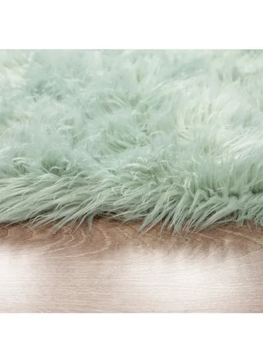 180x100cm Faux Sheepskin Rug, Soft Carpet Room, Long Hair Bedside Mat, Fluffy Rug for Bedroom, Living Room &amp; Couch - Mint