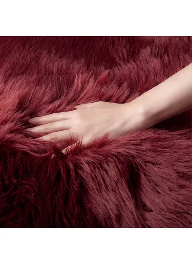 100x180cm Anti-Slip Modern Shaggy Mat With Long Hair - Wine Red