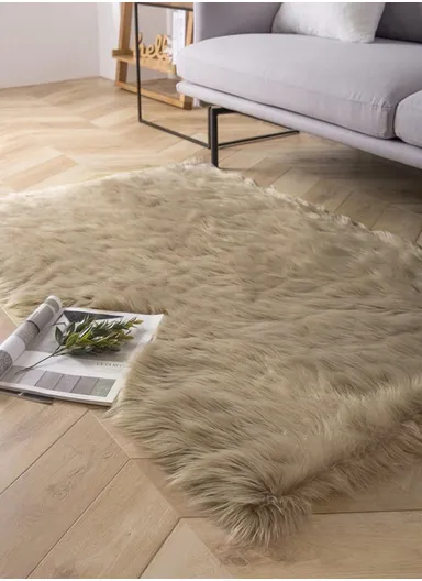 100x180cm Anti-Slip Modern Shaggy Mat With Long Hair - Dark Beige