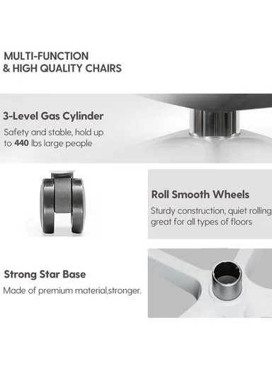 Elegant Ergonomic Office Chair, Desk Chair with Lumbar Support, Position Locking Mechanism, Adjustable Height &amp; Adjustable Armrest 6239A (W67 x D65 x H115-121)cm - Grey