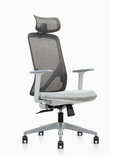 Ergonomic Office Chair, Desk Chair with Lumbar Support, Position Locking Mechanism, Adjustable Height &amp; Headrest Adjustment 6239A-HS (W66 x D63 x H126-116)cm - Grey