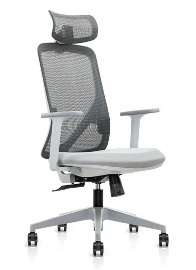 Ergonomic Office Chair, Desk Chair with Lumbar Support, Position Locking Mechanism, Adjustable Height &amp; Headrest Adjustment 6239A-HS (W66 x D63 x H126-116)cm - Grey