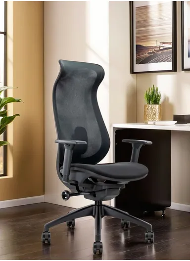 Elegant Ergonomic Office Chair, Desk Chair with Lumbar Support, Position Locking Mechanism, Adjustable Height &amp; Adjustable Armrest 6239A (W67 x D65 x H115-121)cm - Black