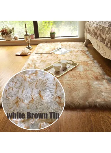 120x180cm Anti-Slip Modern Shaggy Mat With Long Hair - Golden Rice