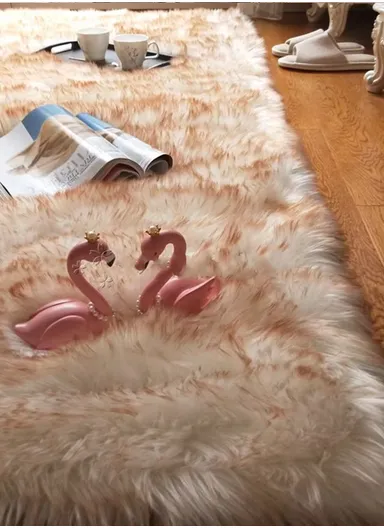 120x180cm Anti-Slip Modern Shaggy Mat With Long Hair - Golden Rice