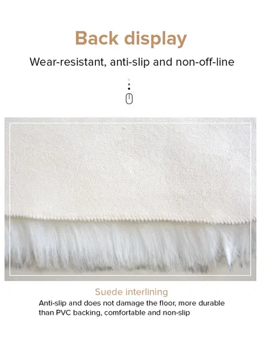 120x180cm Anti-Slip Modern Shaggy Mat With Long Hair - Milky White