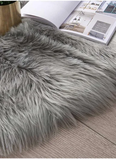 120x180cm Anti-Slip Modern Shaggy Mat With Long Hair - Silver Grey