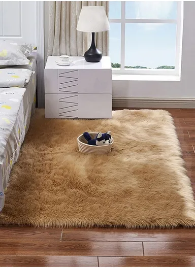 120x180cm Anti-Slip Modern Shaggy Mat With Long Hair - Camel