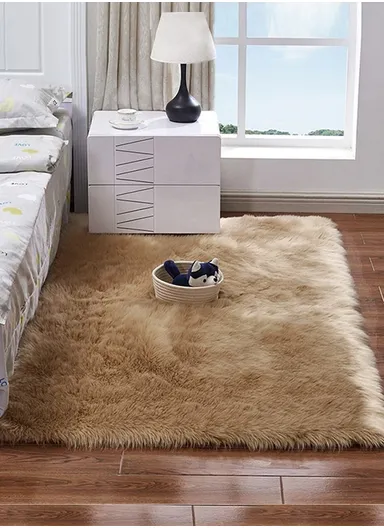 120x180cm Anti-Slip Modern Shaggy Mat With Long Hair - Beige