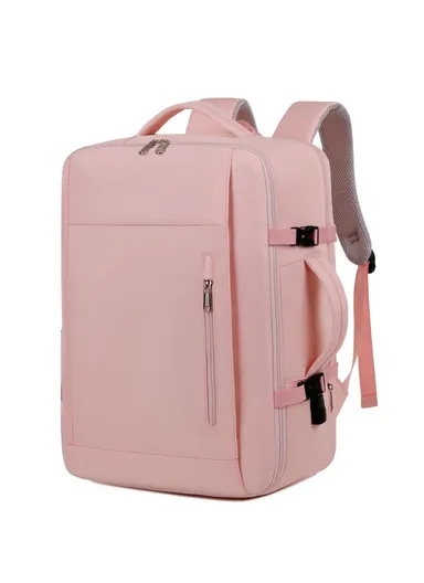 Women Carry on Expandable  Travel Backpack, Hiking Backpack Waterproof Outdoor Sports Rucksack Casual Daypack 17" Laptop Bag with USB Charging Port Shoes Compartment 710-13 (W34 x D26 x H50)cm - Pink