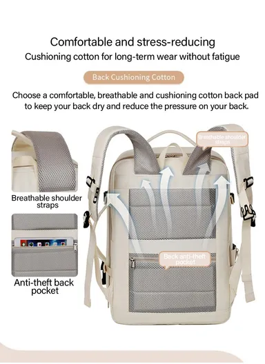 Women Carry on Expandable  Travel Backpack, Hiking Backpack Waterproof Outdoor Sports Rucksack Casual Daypack 17" Laptop Bag with USB Charging Port Shoes Compartment 710-13 (W34 x D26 x H50)cm - Pink