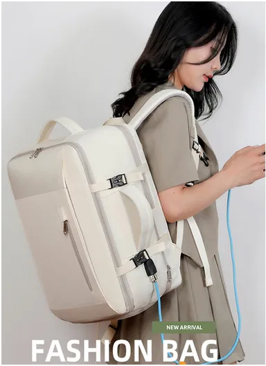 Women Carry on Expandable  Travel Backpack, Hiking Backpack Waterproof Outdoor Sports Rucksack Casual Daypack 17" Laptop Bag with USB Charging Port Shoes Compartment 710-13 (W34 x D26 x H50)cm - Pink
