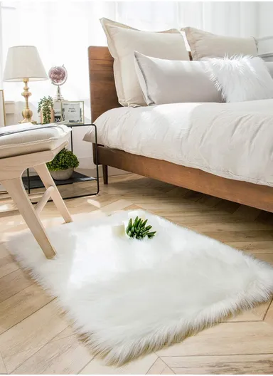 90x150cm Anti-Slip Modern Shaggy Mat With Long Hair - Beige