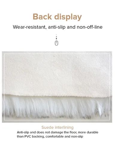 90x90cm Anti-Slip Modern Shaggy Mat With Long Hair - White &amp; Lilac