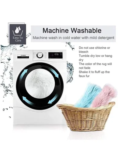 90x90cm Anti-Slip Modern Shaggy Mat With Long Hair - White &amp; Dark Beige  