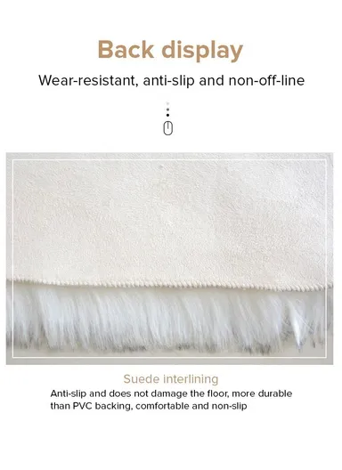 90x90cm Anti-Slip Modern Shaggy Mat With Long Hair - White &amp; Dark Beige  