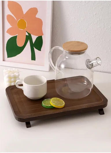 Bamboo Serving Tray With Legs For Home, Hotel &amp; Office (L33 x W23 x H4)cm