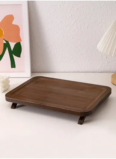 Bamboo Serving Tray With Legs For Home, Hotel &amp; Office (L33 x W23 x H4)cm