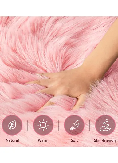 60x140cm Anti-Slip Modern Shaggy Mat With Long Hair - Powder Pink