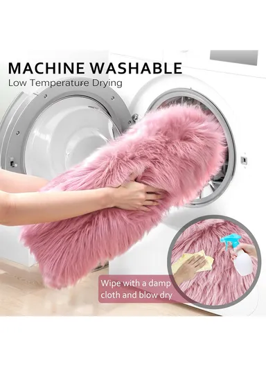 60x140cm Anti-Slip Modern Shaggy Mat With Long Hair - Powder Pink