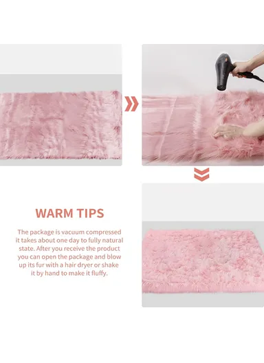 60x140cm Anti-Slip Modern Shaggy Mat With Long Hair - Powder Pink
