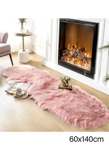 60x140cm Anti-Slip Modern Shaggy Mat With Long Hair - Powder Pink