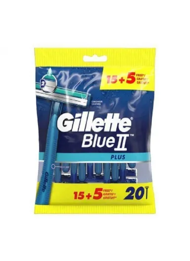 15Pcs + 5 Free Blue 2 Plus Men's Disposable Razor 