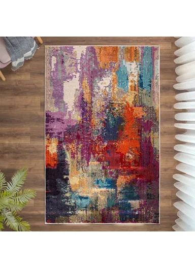 160 x 230 cm Art Artful Area Zymta Winter Carpet - Plum / Orange / Blue / Beige