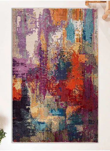 160 x 230 cm Art Artful Area Zymta Winter Carpet - Plum / Orange / Blue / Beige