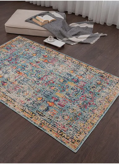 120 x 180 cm Art Barbola Zymta Winter Carpet - Blue / Yellow / Orange / Fuchsia