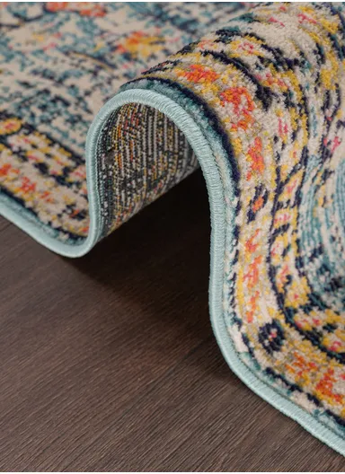 120 x 180 cm Art Barbola Zymta Winter Carpet - Blue / Yellow / Orange / Fuchsia