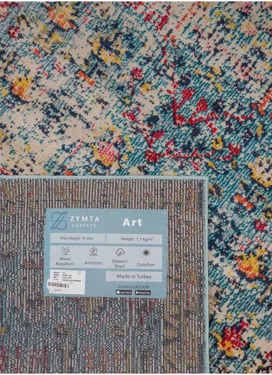 120 x 180 cm Art Barbola Zymta Winter Carpet - Blue / Yellow / Orange / Fuchsia