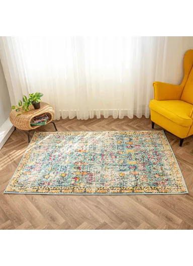 80 x 150 cm Art Barbola Zymta Winter Carpet - Blue / Yellow / Orange / Fuchsia