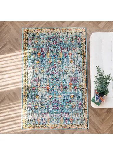 80 x 150 cm Art Barbola Zymta Winter Carpet - Blue / Yellow / Orange / Fuchsia