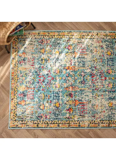80 x 150 cm Art Barbola Zymta Winter Carpet - Blue / Yellow / Orange / Fuchsia