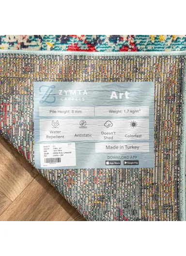 80 x 150 cm Art Barbola Zymta Winter Carpet - Blue / Yellow / Orange / Fuchsia