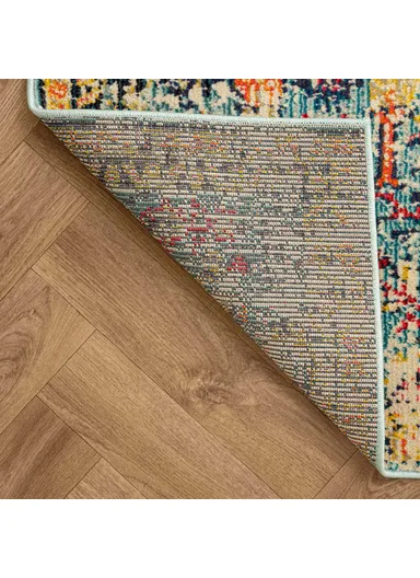 80 x 150 cm Art Barbola Zymta Winter Carpet - Blue / Yellow / Orange / Fuchsia