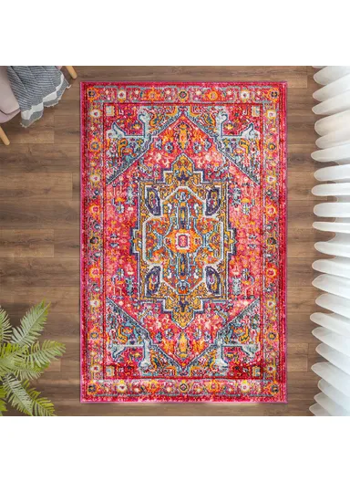 200 x 300 cm Art Crimson Majesty Zymta Winter Carpet - Fuchsia / Pink / Blue / Orange
