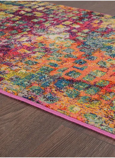 160 x 230 cm Art Enchanted Threads Zymta Winter Carpet - Orange / Green / Yellow / Fuchsia