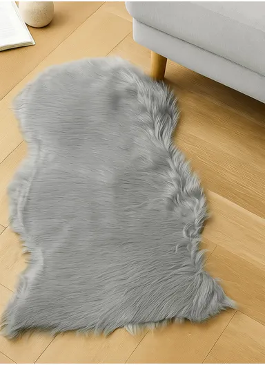45x65cm Anti-Slip Modern Shaggy Mat With Long Hair - Silver Grey