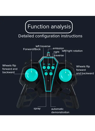 2.4Ghz RC Tank Car Shooting Water Bombs Remote Control Car Toy Eight Wheels, Spray Twisting Stunt Drift For Children - Yellow