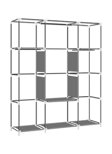 Durable Steel Frame Clothes Cabinet Large Hanging Space, Easy to Dismantle, Dust Protection CL-128 (W128 x D45 x H170)cm - Brown